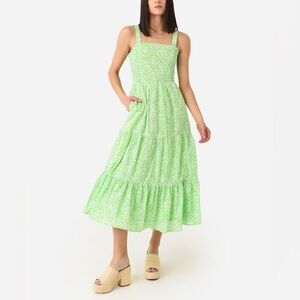 BANJANAN WOMEN'S REGINA DRESS Green Patterned Sleeveless Tiered Dress Size M